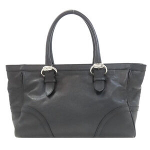 GUCCI Black Leather Horsebit Tote Bag